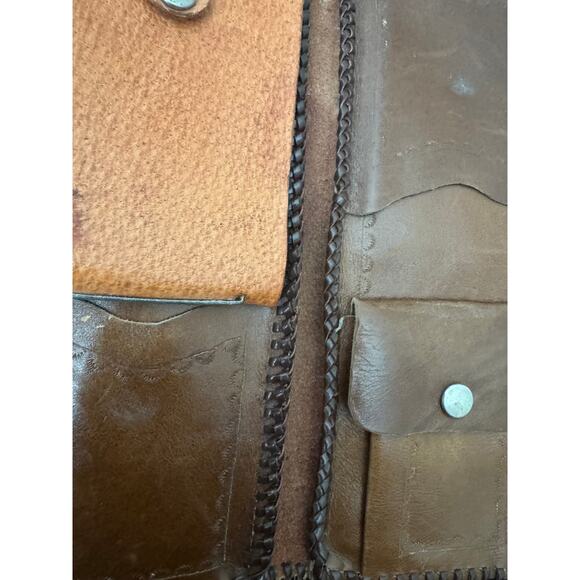 Vintage Hand Tooled Leather Wallet Horse Acorns Embossed Bifold Whip Stitched 8" - Picture 15 of 15